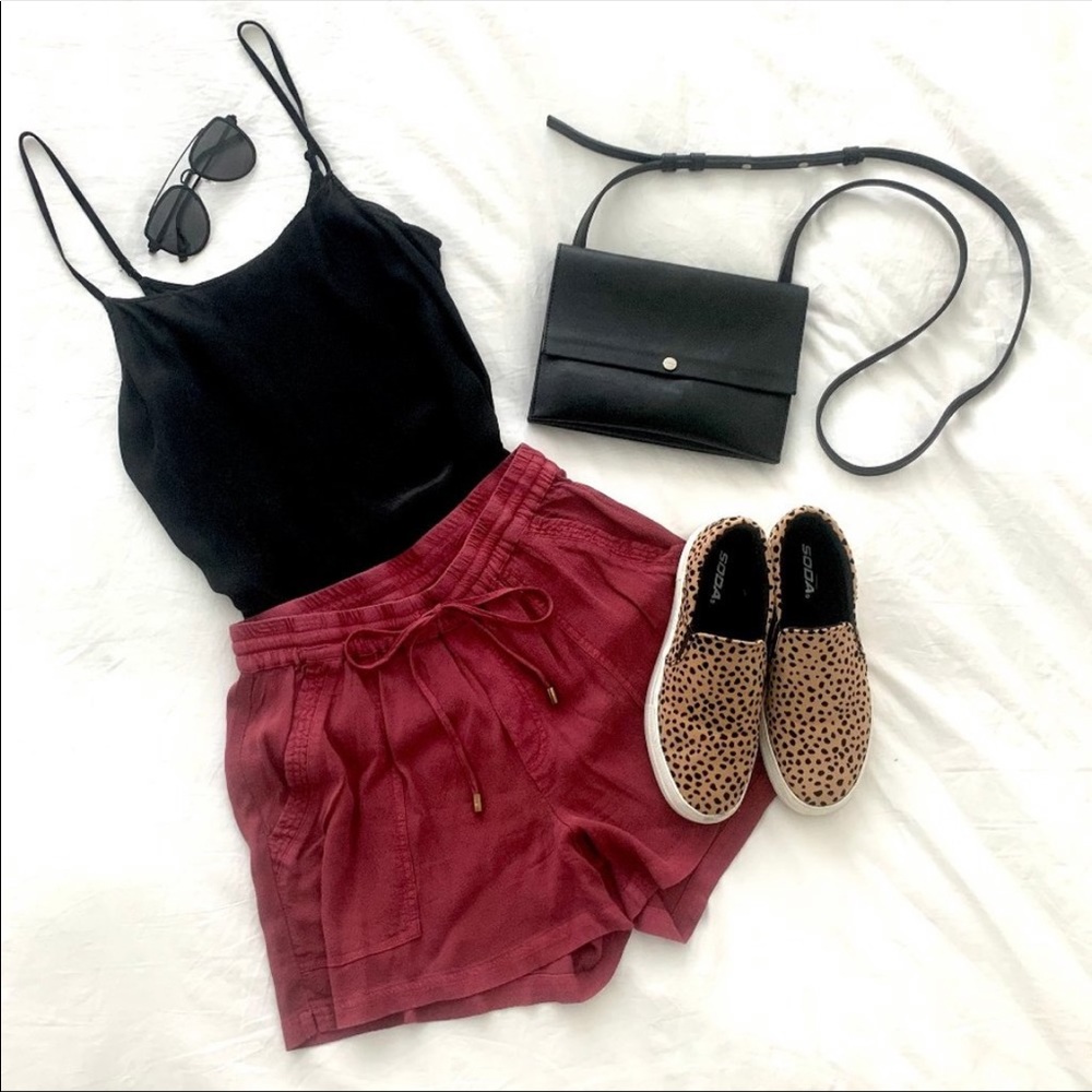 Anthropologie Hei Hei Red Drawstring Shorts - Size Medium
